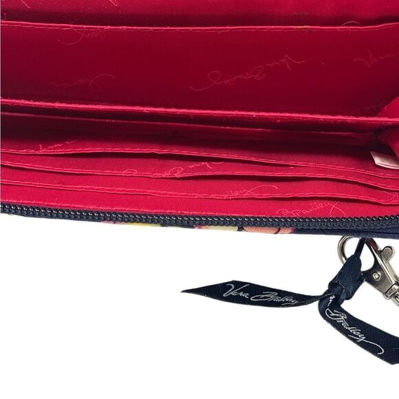 Vera Bradley 7.5” Blue Floral Garden Soft Silver Clasp Zipper Médium Wallet - Picture 6 of 9